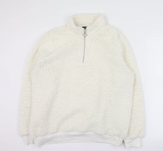 Peacocks Womens White  100% Polyester Pullover Sweatshirt Size 14  Zip