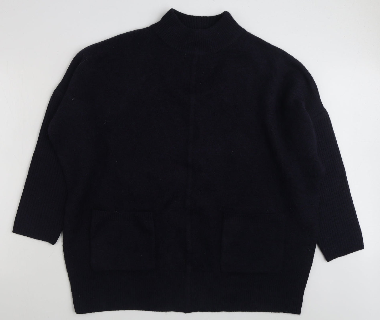 Marks and Spencer Womens Blue High Neck  Acrylic Pullover Jumper Size XL