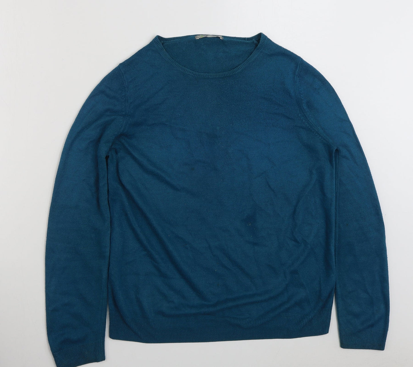 Marks and Spencer Womens Blue Crew Neck  Acrylic Pullover Jumper Size 12
