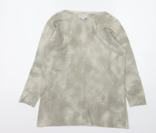 Bianco&Blue Womens Grey  Viscose Basic T-Shirt Size S Round Neck