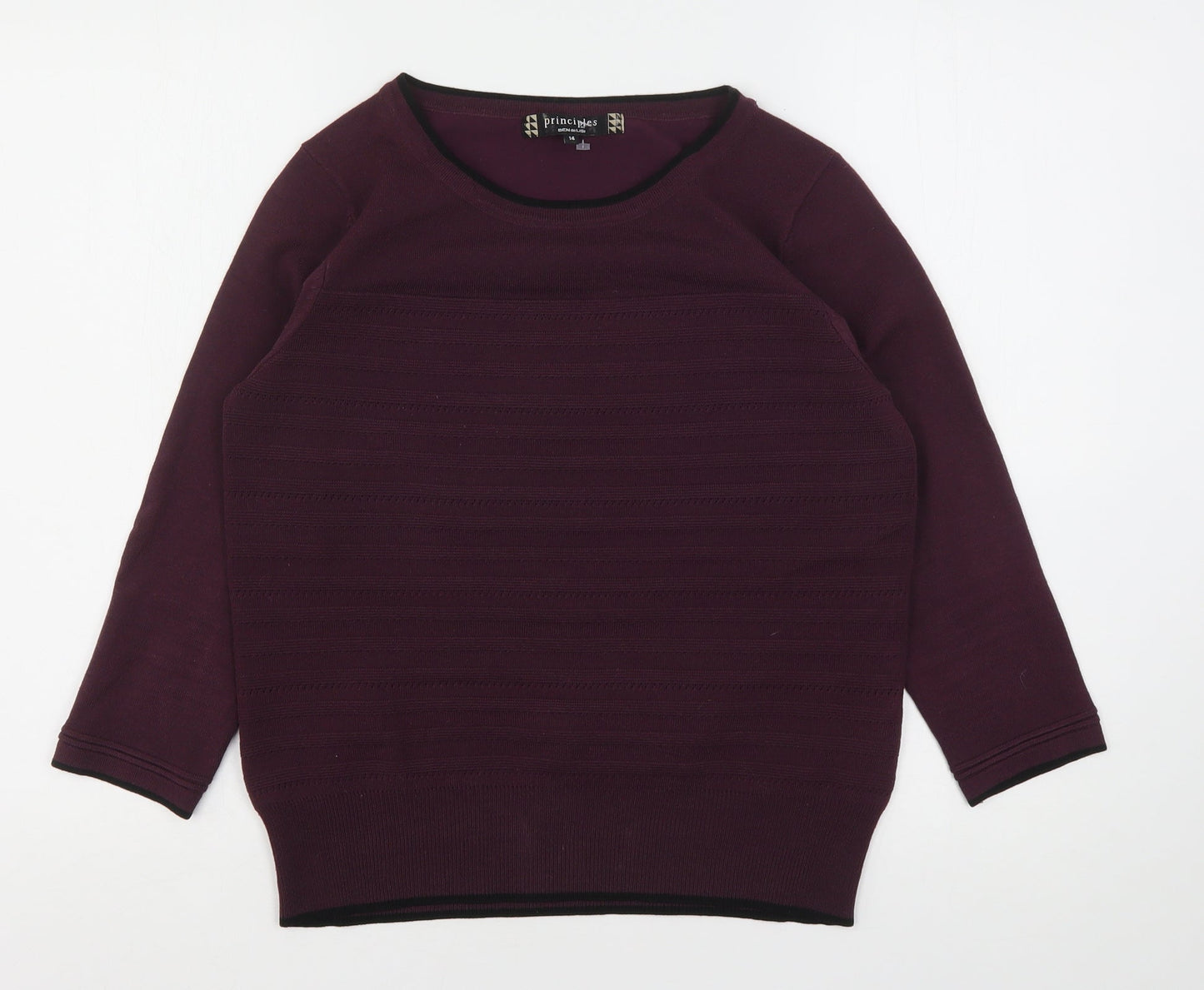 Principles  Womens Purple Round Neck  Acrylic Pullover Jumper Size 14