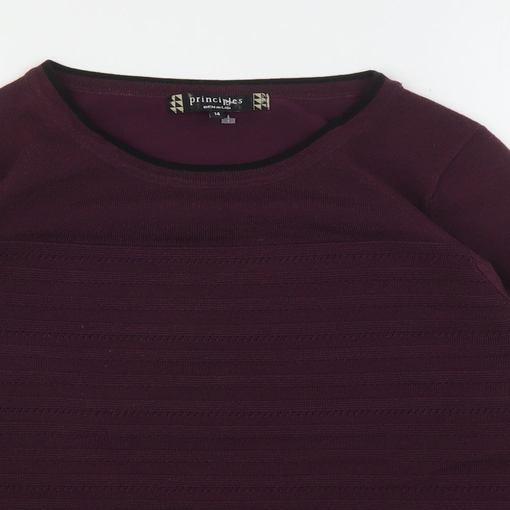 Principles  Womens Purple Round Neck  Acrylic Pullover Jumper Size 14