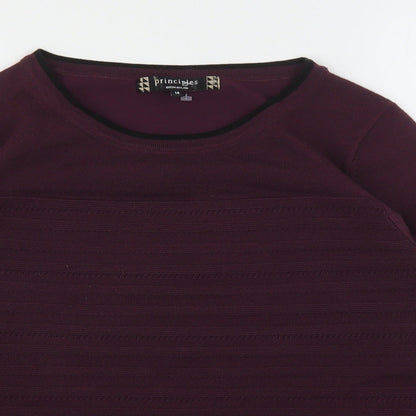 Principles Womens Purple Round Neck  Acrylic Pullover Jumper Size 14