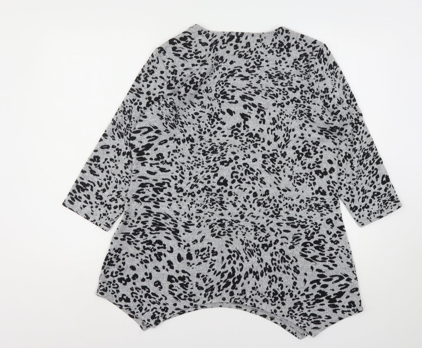 Mr Max Womens Grey Round Neck Animal Print Polyester Pullover Jumper Size S