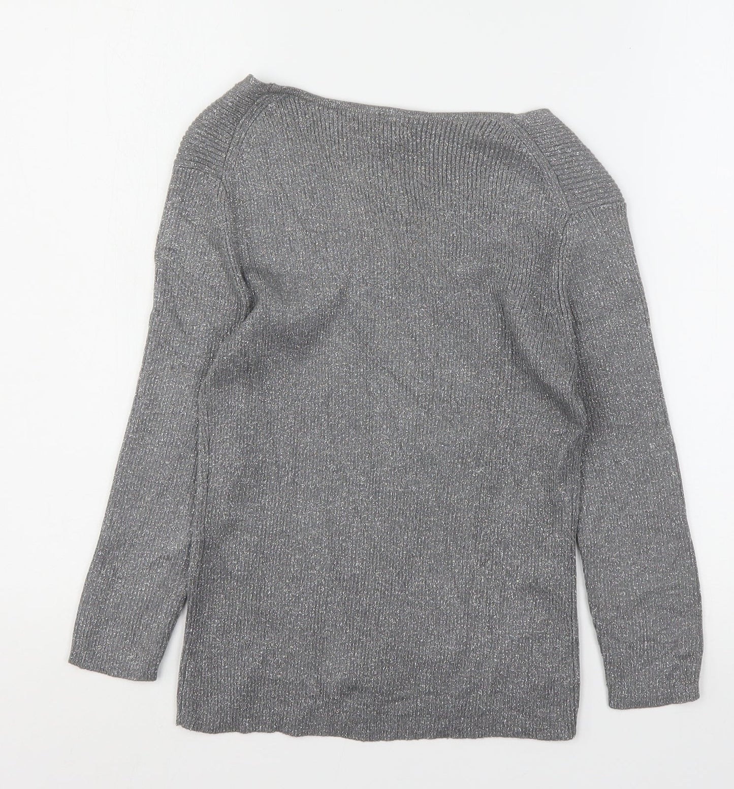 Precis Womens Silver V-Neck  Viscose Pullover Jumper Size S