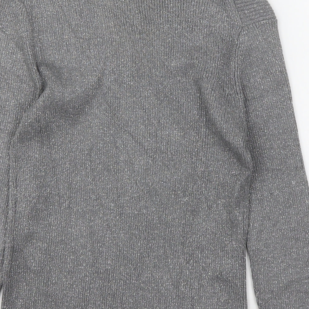Precis Womens Silver V-Neck  Viscose Pullover Jumper Size S