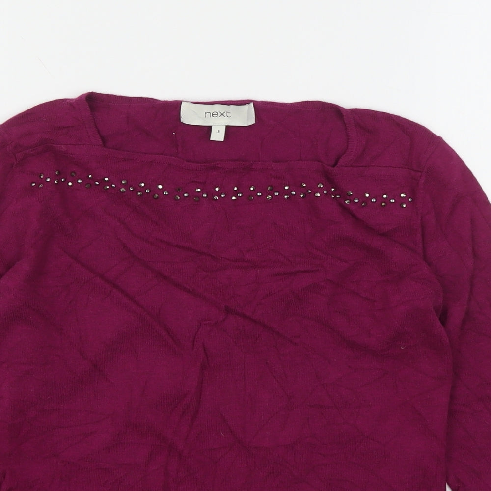 NEXT Womens Purple Square Neck  Cotton Pullover Jumper Size 8