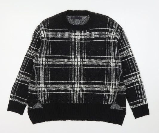 Marks and Spencer Womens Multicoloured Round Neck Plaid Acrylic Pullover Jumper Size M