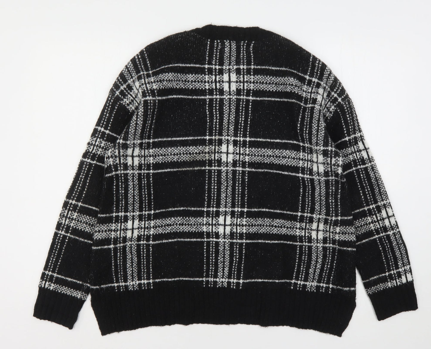 Marks and Spencer Womens Multicoloured Round Neck Plaid Acrylic Pullover Jumper Size M
