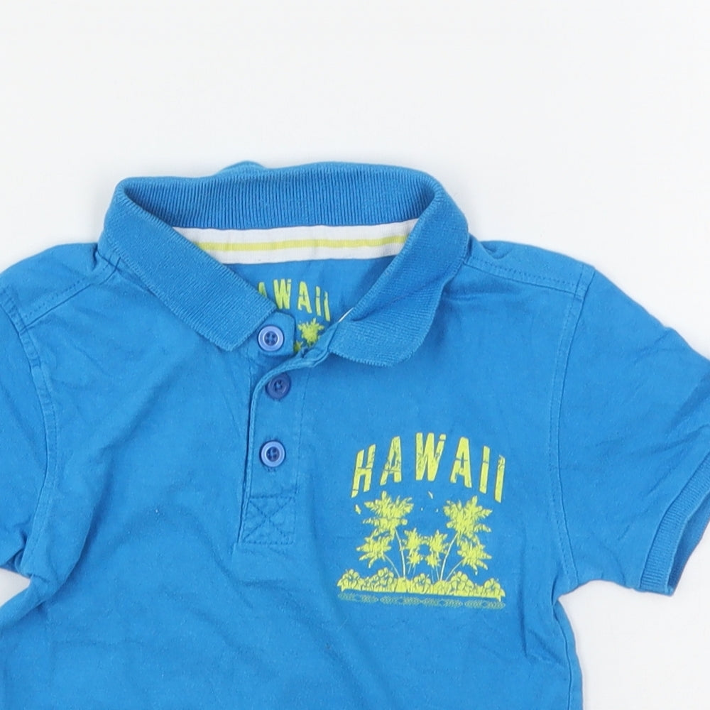 Rebel Boys Blue  Cotton Basic Polo Size 2-3 Years Collared  - Hawaii