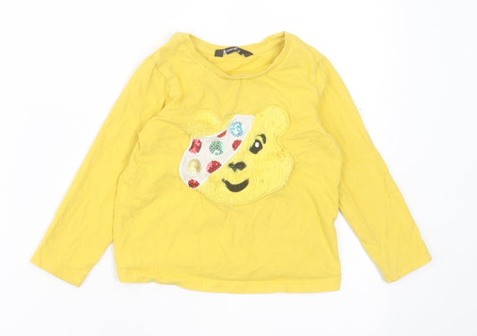 George Baby Yellow  Cotton Basic Casual Size 18-24 Months Crew Neck Pullover - Pudsey
