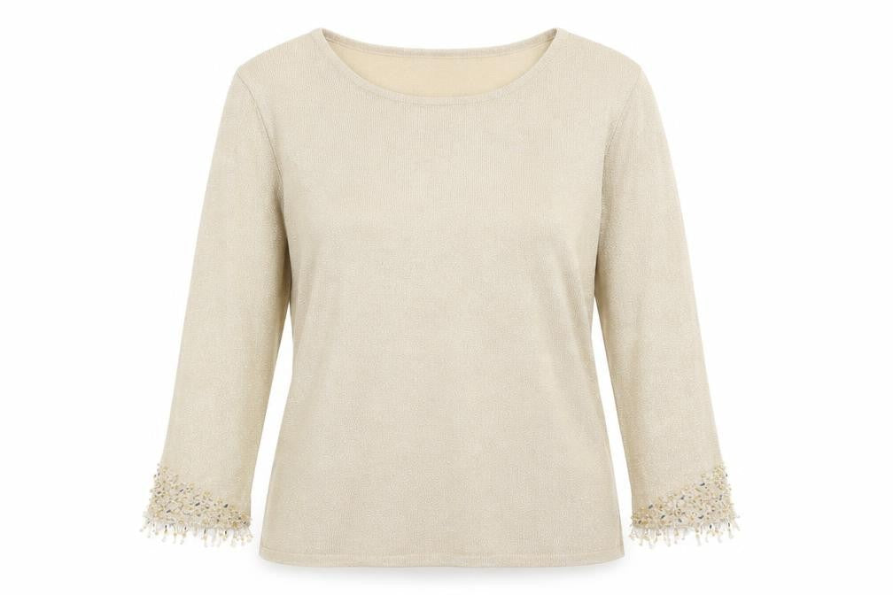 Platinum Womens Gold Crew Neck  Acetate Pullover Jumper Size M