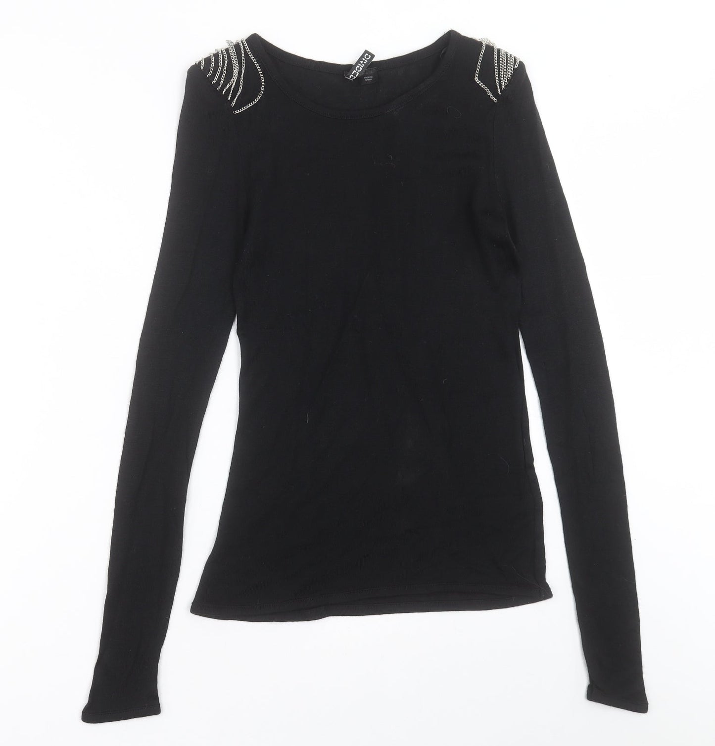 H&M Womens Black Crew Neck  Acrylic Pullover Jumper Size 12