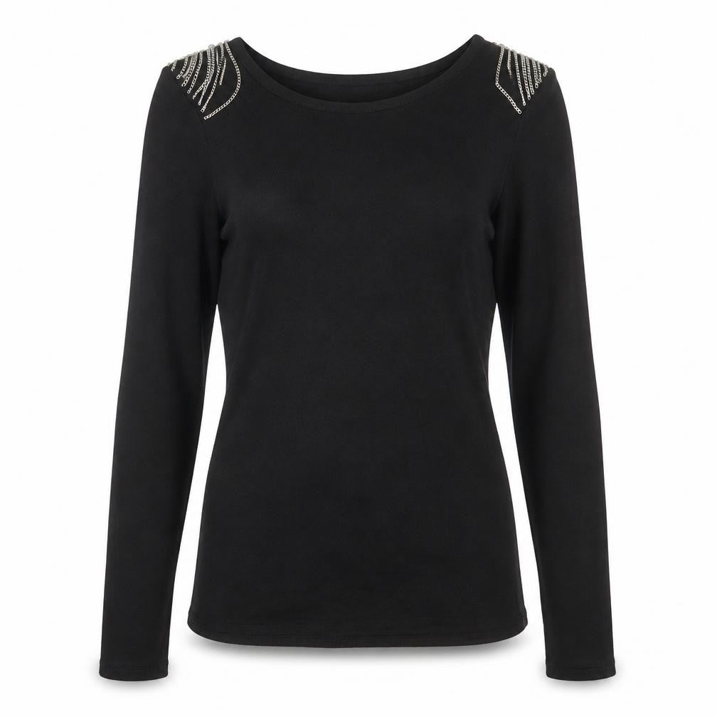 H&M Womens Black Crew Neck  Acrylic Pullover Jumper Size 12