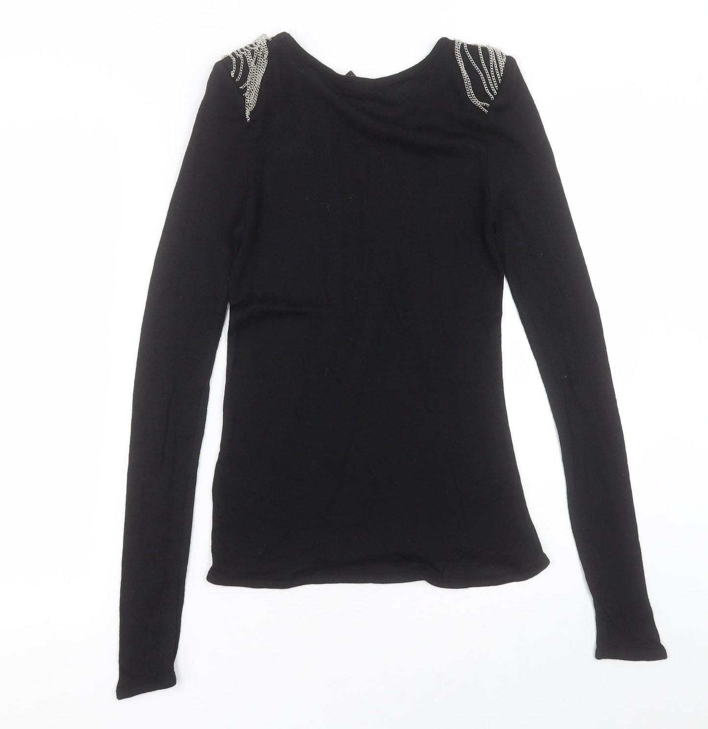 H&M Womens Black Crew Neck  Acrylic Pullover Jumper Size 12