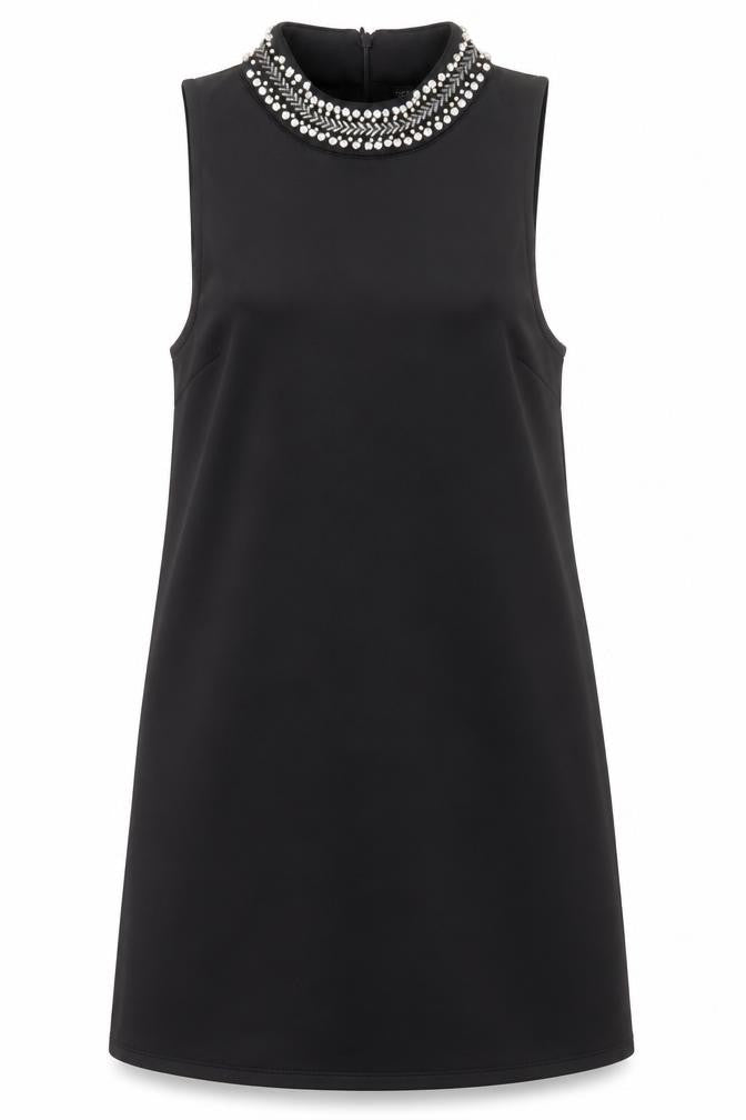 Topshop Womens Black  Polyester A-Line  Size 6  High Neck Zip