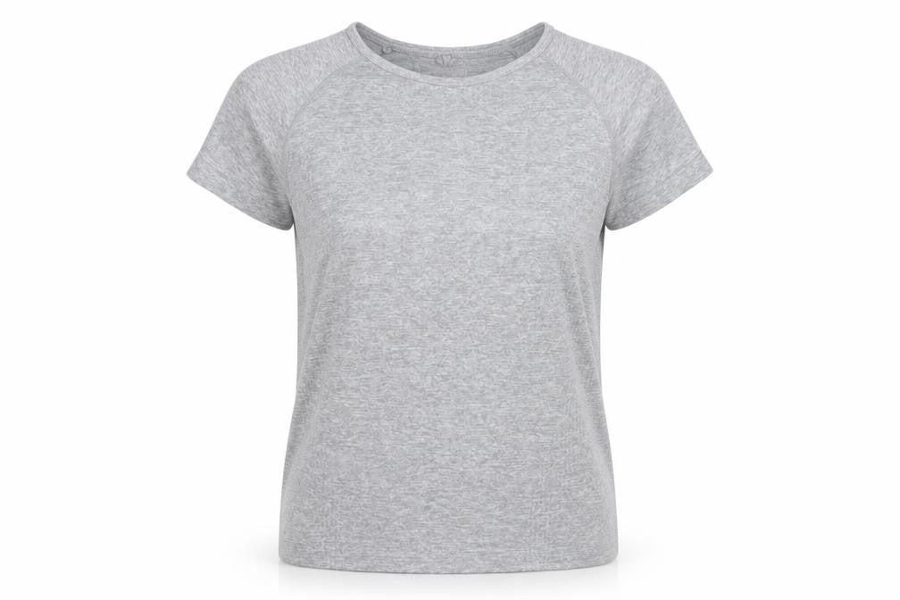 Work Out Womens Grey  Polyester Basic T-Shirt Size S Crew Neck Pullover