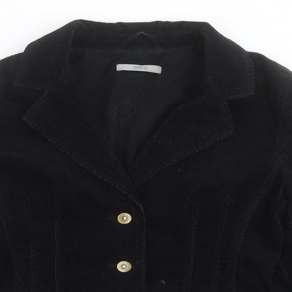 Marks and Spencer Womens Black   Jacket Blazer Size 8  Button