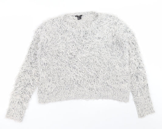 H&M Womens Grey Crew Neck  Acrylic Pullover Jumper Size S
