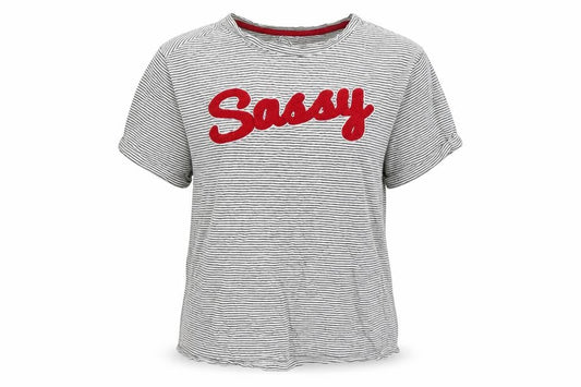 New Look Girls White Striped Cotton Basic T-Shirt Size M Round Neck Pullover - Sassy