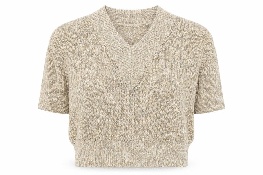 H&M Womens Beige V-Neck  Acrylic Pullover Jumper Size M