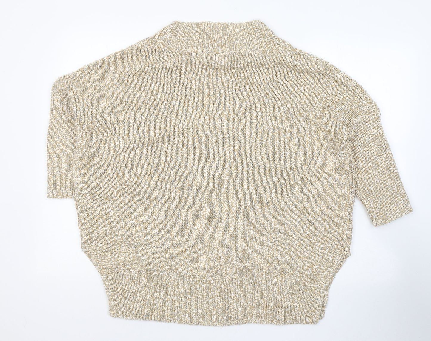 H&M Womens Beige V-Neck  Acrylic Pullover Jumper Size M
