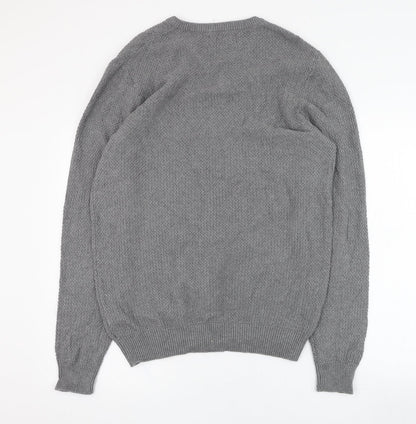 Debenhams Mens Grey V-Neck  Cotton Pullover Jumper Size S