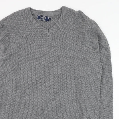Debenhams Mens Grey V-Neck  Cotton Pullover Jumper Size S