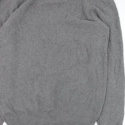 Debenhams Mens Grey V-Neck  Cotton Pullover Jumper Size S