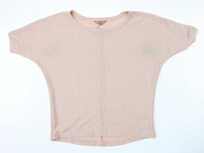 Next Womens Pink Round Neck  Viscose Pullover Jumper Size 8