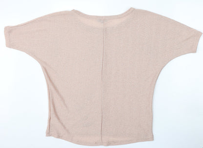 Next Womens Pink Round Neck  Viscose Pullover Jumper Size 8