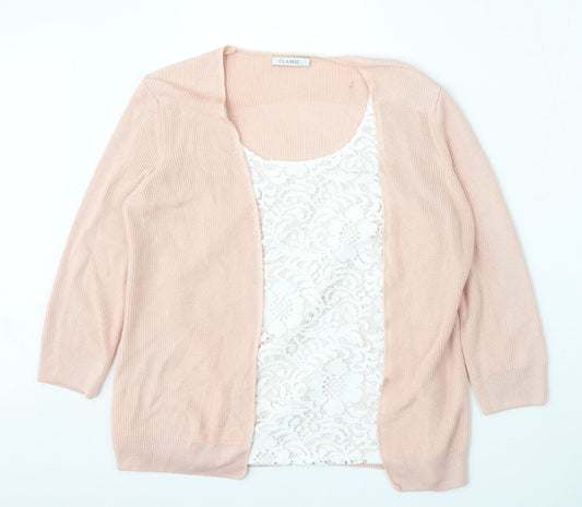 Marks and Spencer Womens Pink Round Neck  Acrylic Cardigan Jumper Size 12