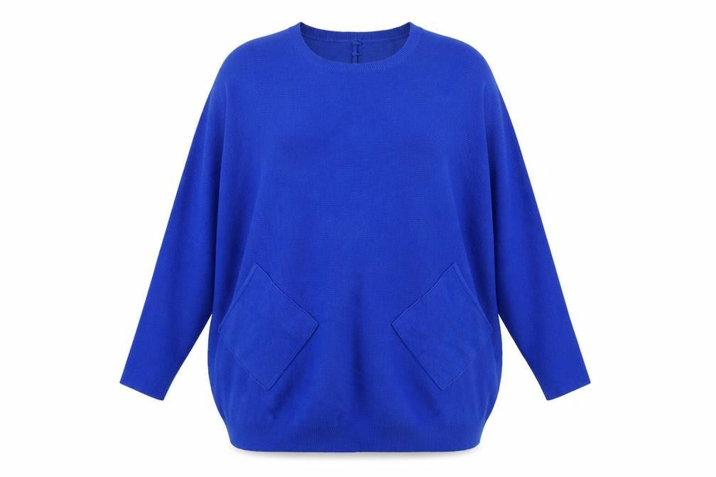 Preworn Womens Blue Round Neck  Viscose Pullover Jumper Size 16