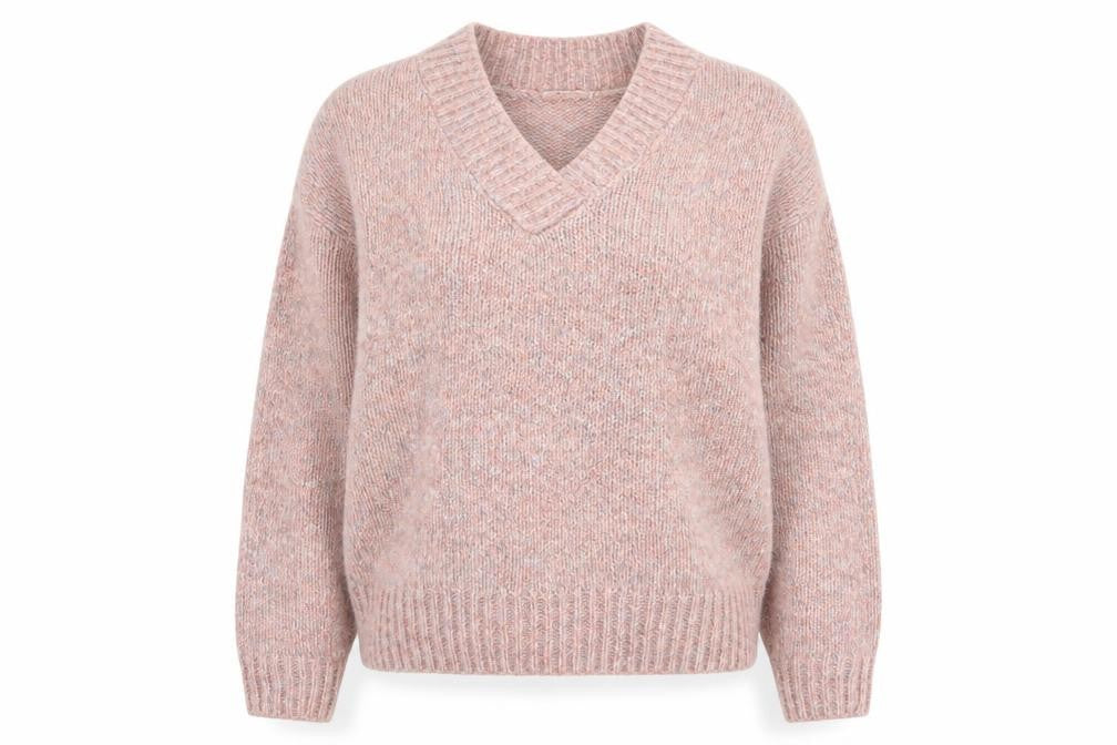 TU Womens Pink V-Neck  Acrylic Pullover Jumper Size L