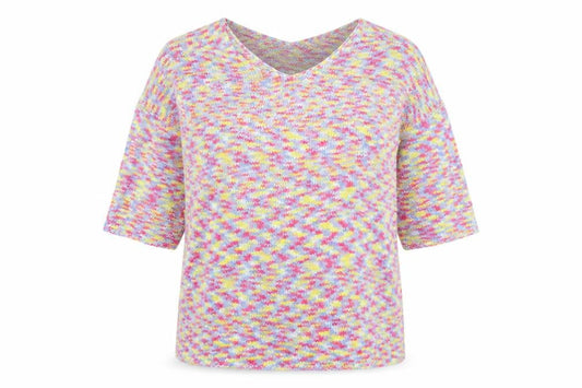 Preworn Womens Multicoloured V-Neck  Polyester Pullover Jumper Size 16