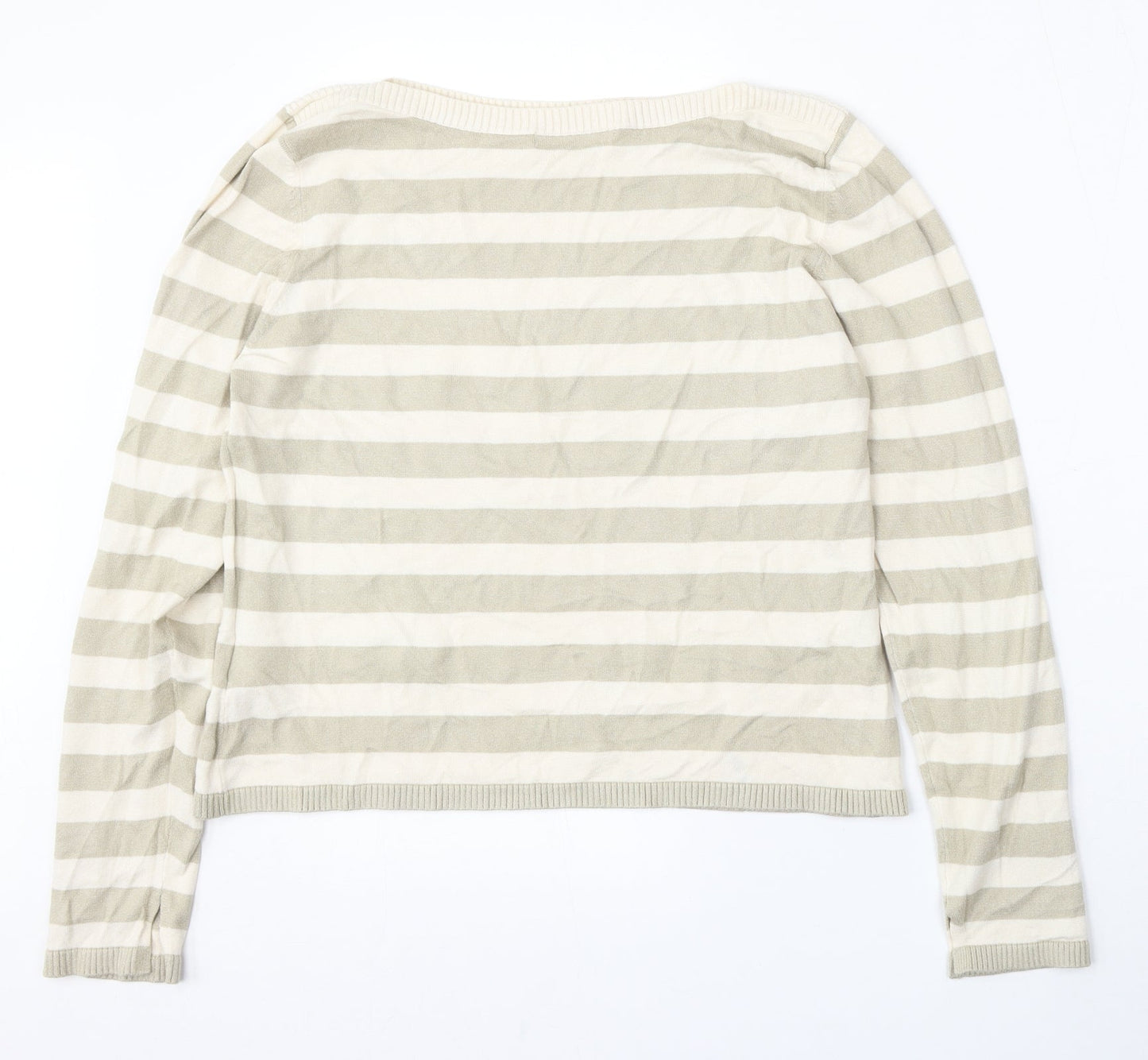 Marks and Spencer Womens Multicoloured Round Neck Striped Viscose Pullover Jumper Size 18