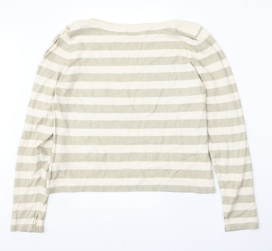 Marks and Spencer Womens Multicoloured Round Neck Striped Viscose Pullover Jumper Size 18