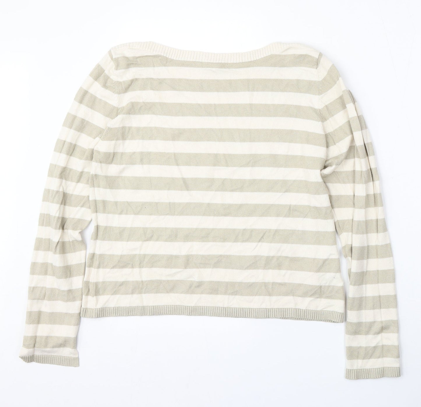 Marks and Spencer Womens Multicoloured Round Neck Striped Viscose Pullover Jumper Size 18