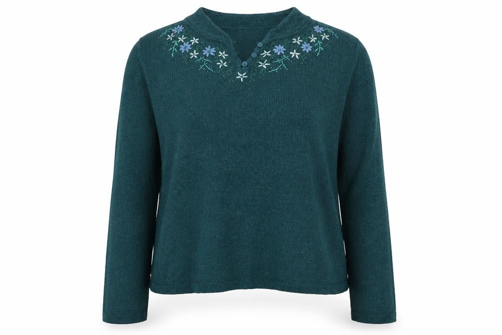Bonmarché Womens Blue V-Neck Polyester Pullover Jumper Size 14