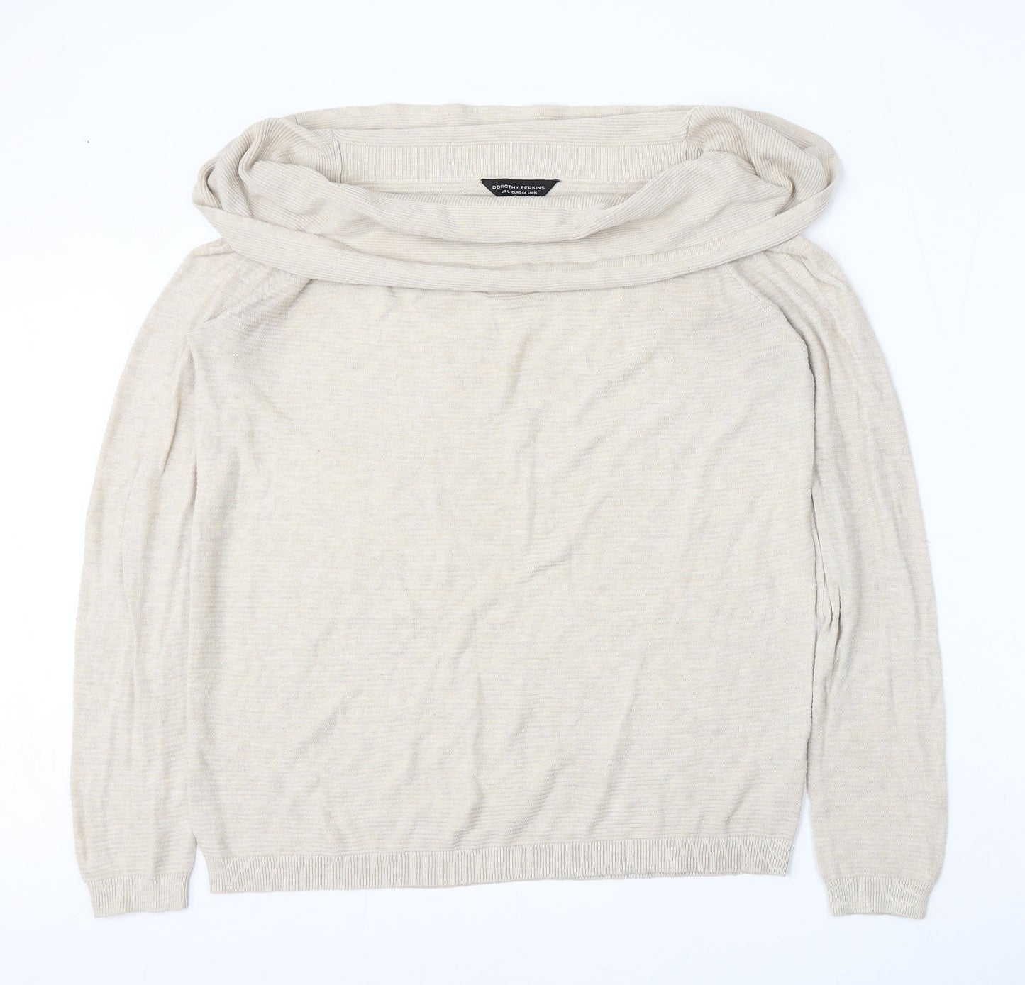 Dorothy Perkins Womens Beige Roll Neck  Polyester Pullover Jumper Size 16