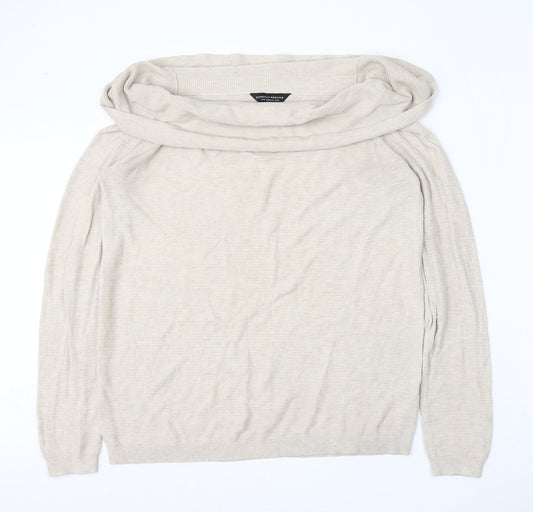 Dorothy Perkins Womens Beige Roll Neck  Polyester Pullover Jumper Size 16