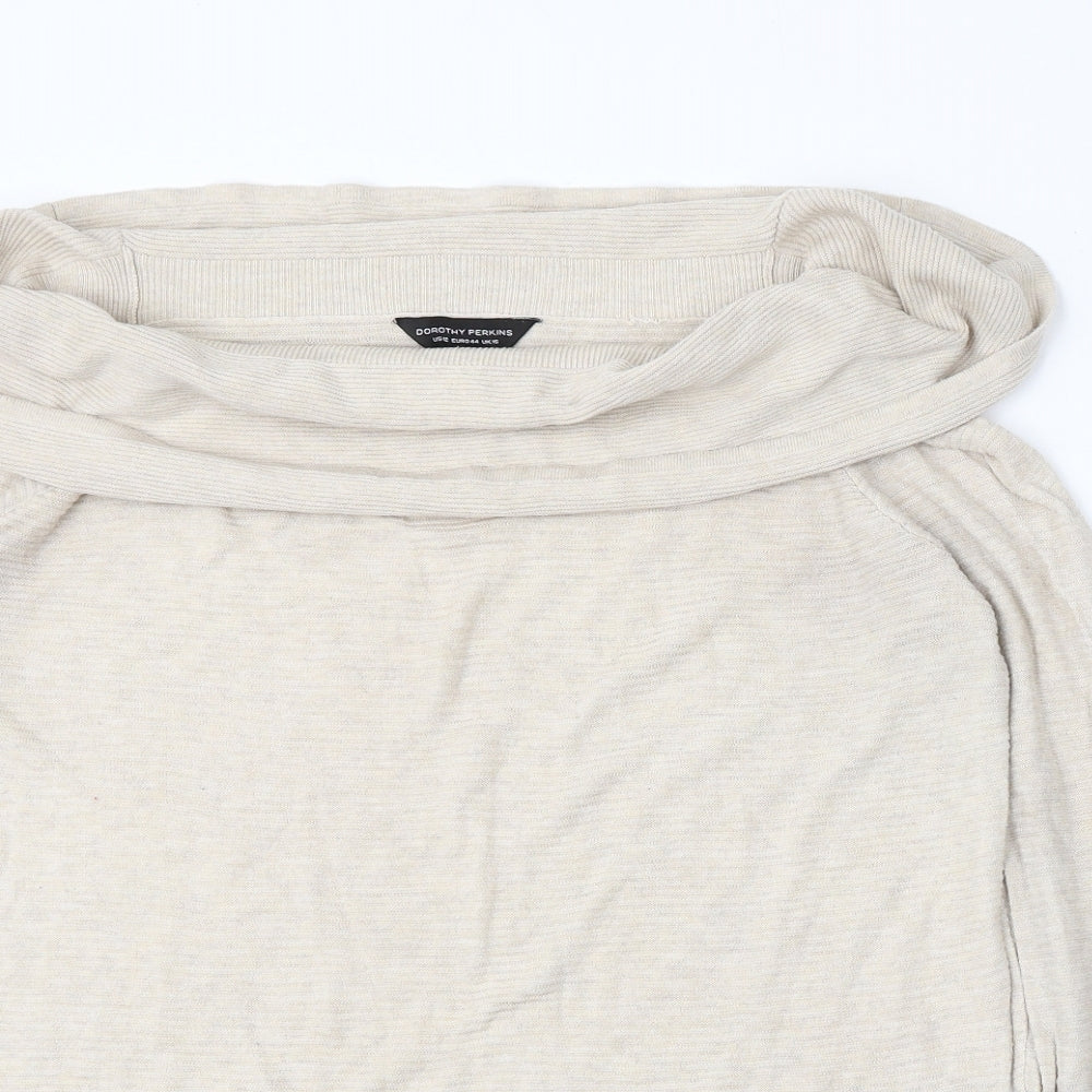 Dorothy Perkins Womens Beige Roll Neck  Polyester Pullover Jumper Size 16