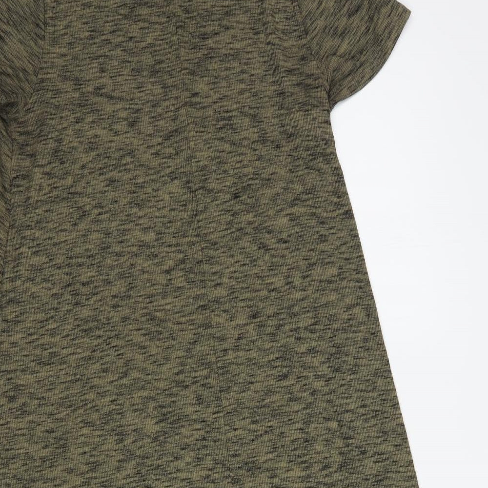 New Look Womens Green  Polyester T-Shirt Dress  Size 10  Mock Neck Pullover