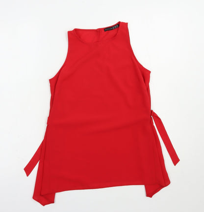 Atmosphere Womens Red  Polyester Basic Blouse Size 6 Round Neck