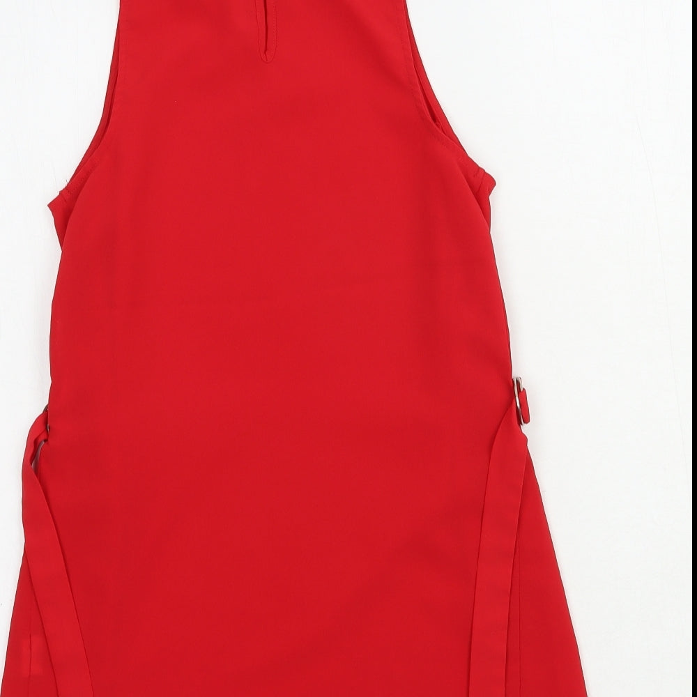Atmosphere Womens Red  Polyester Basic Blouse Size 6 Round Neck