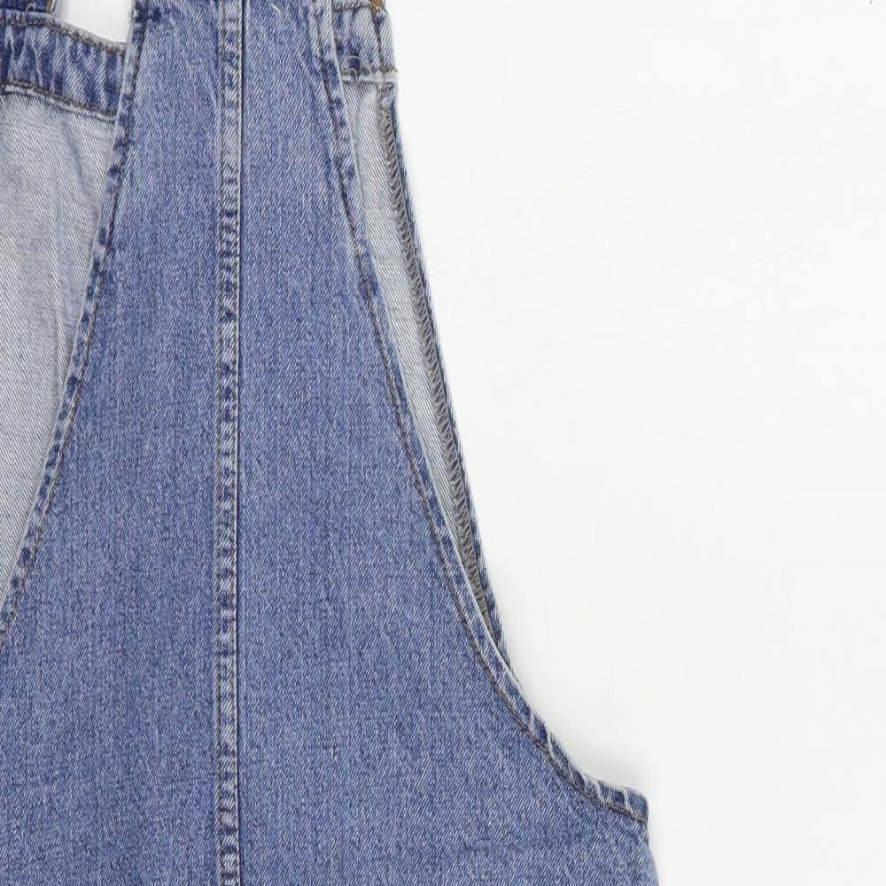 Denim Co. Womens Blue  Cotton Pinafore/Dungaree Dress  Size 8  Square Neck Button