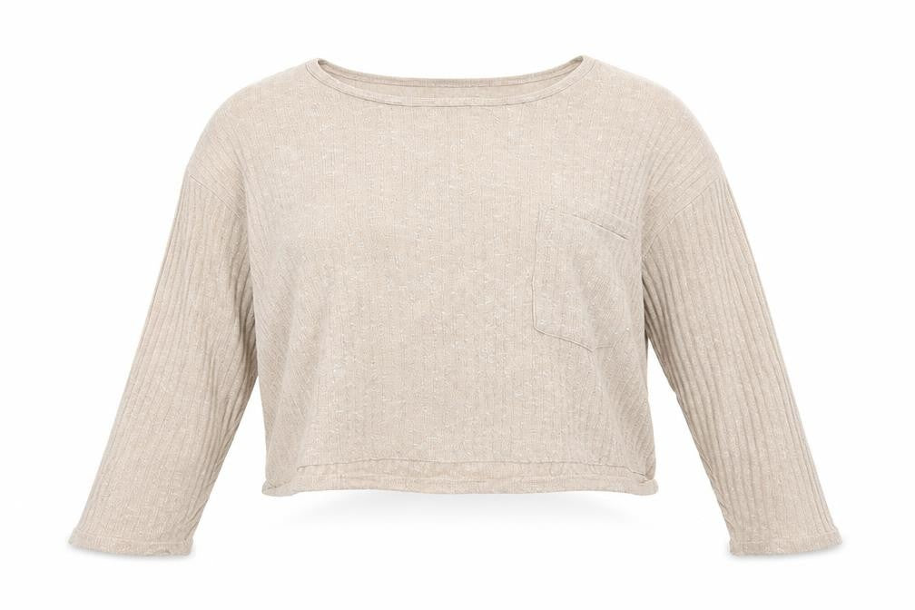 Topshop Womens Beige  Polyester Cropped Blouse Size 10 Boat Neck