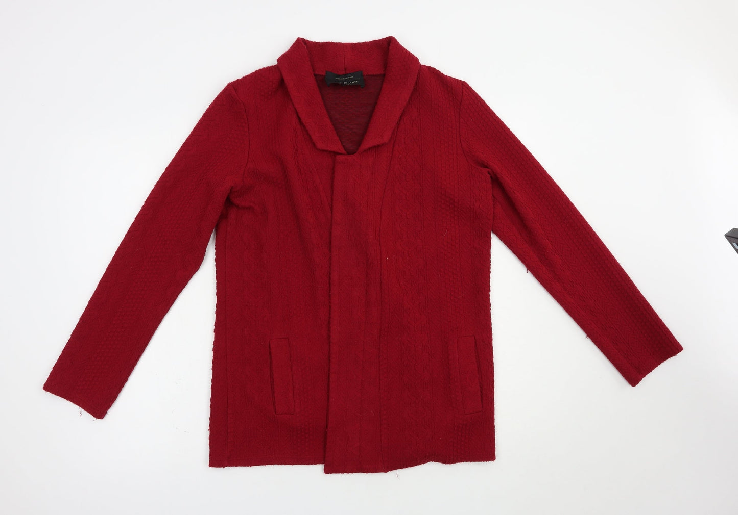 River Island Womens Red Collared  Acrylic Cardigan Jumper Size 14