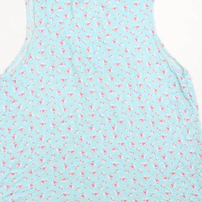 Preloved Ellen Tracy Womens Blue Floral Viscose Basic Tank Size L V-Neck - Label
