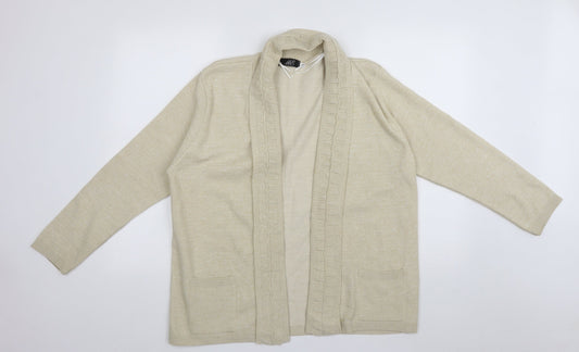 ME Womens Beige V-Neck  Acrylic Cardigan Jumper Size L
